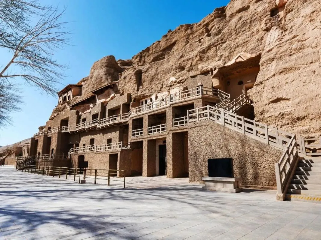 Mogao Caves Buddhist Art Architecture in Winter, Xinjiang