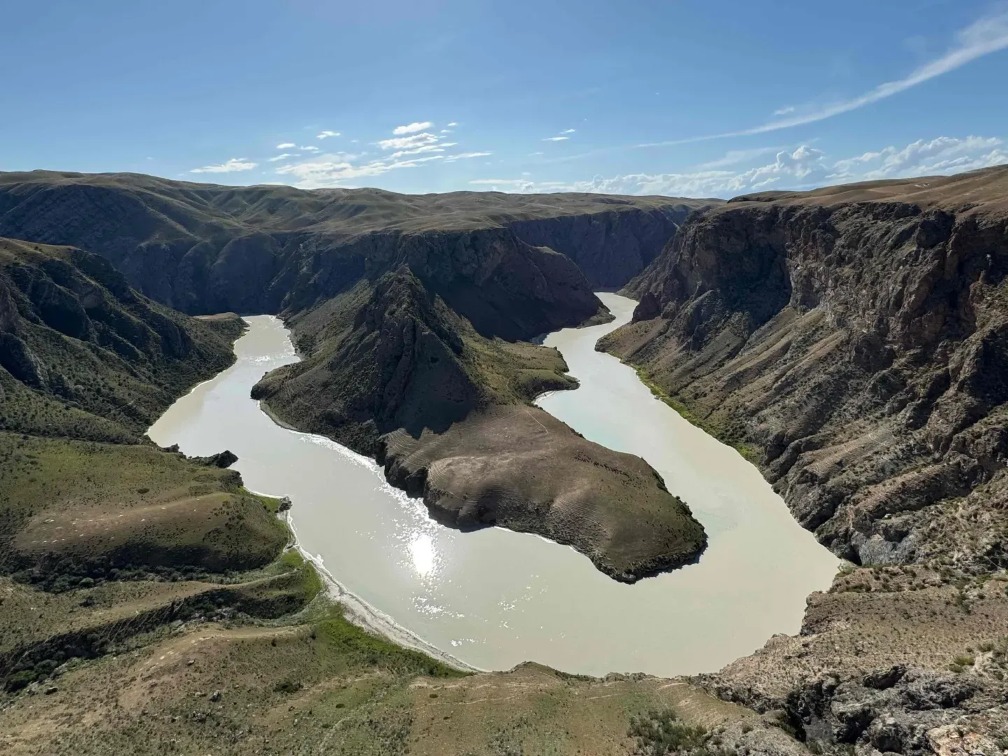 Kalajun Grassland Prairie Tekes River Meandering, Xinjiang