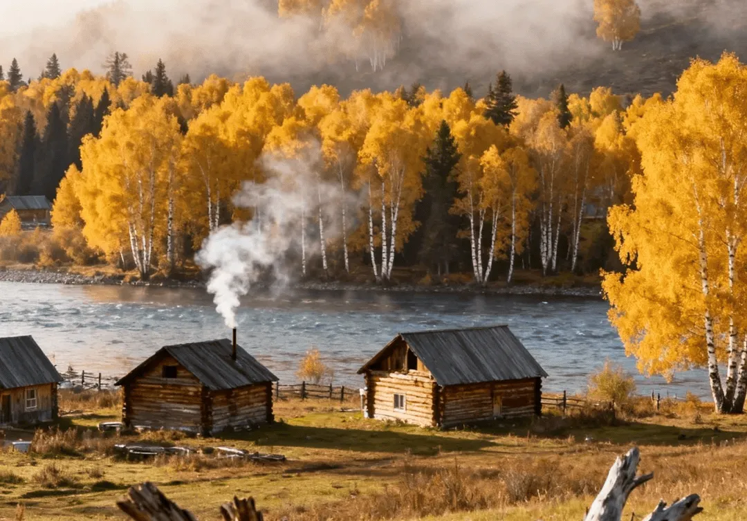 Kanas Golden Birch Forest in Autumn, Xinjiang