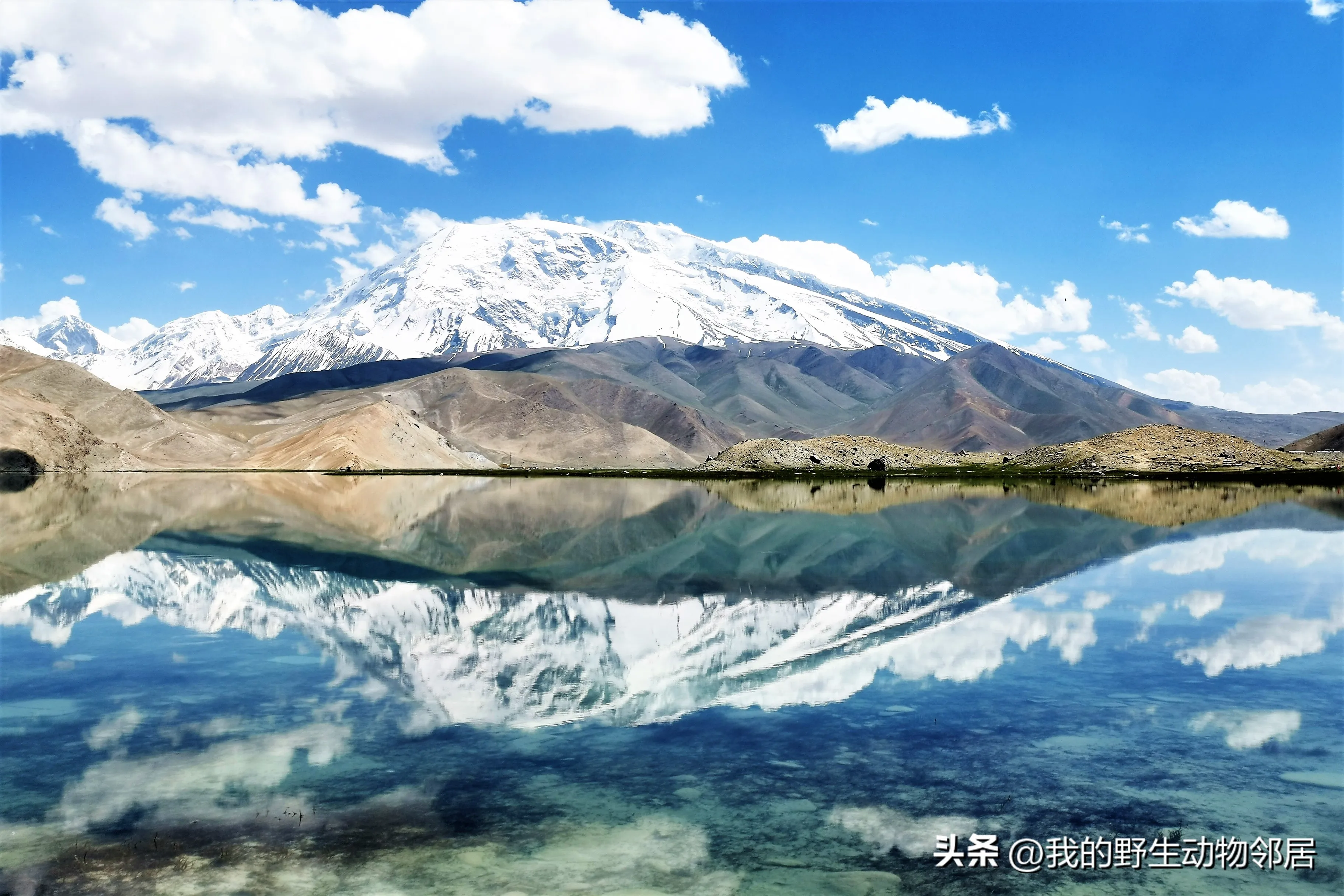 Karakul Lake Crystal Clear Reflection in Cloudy, Xinjiang