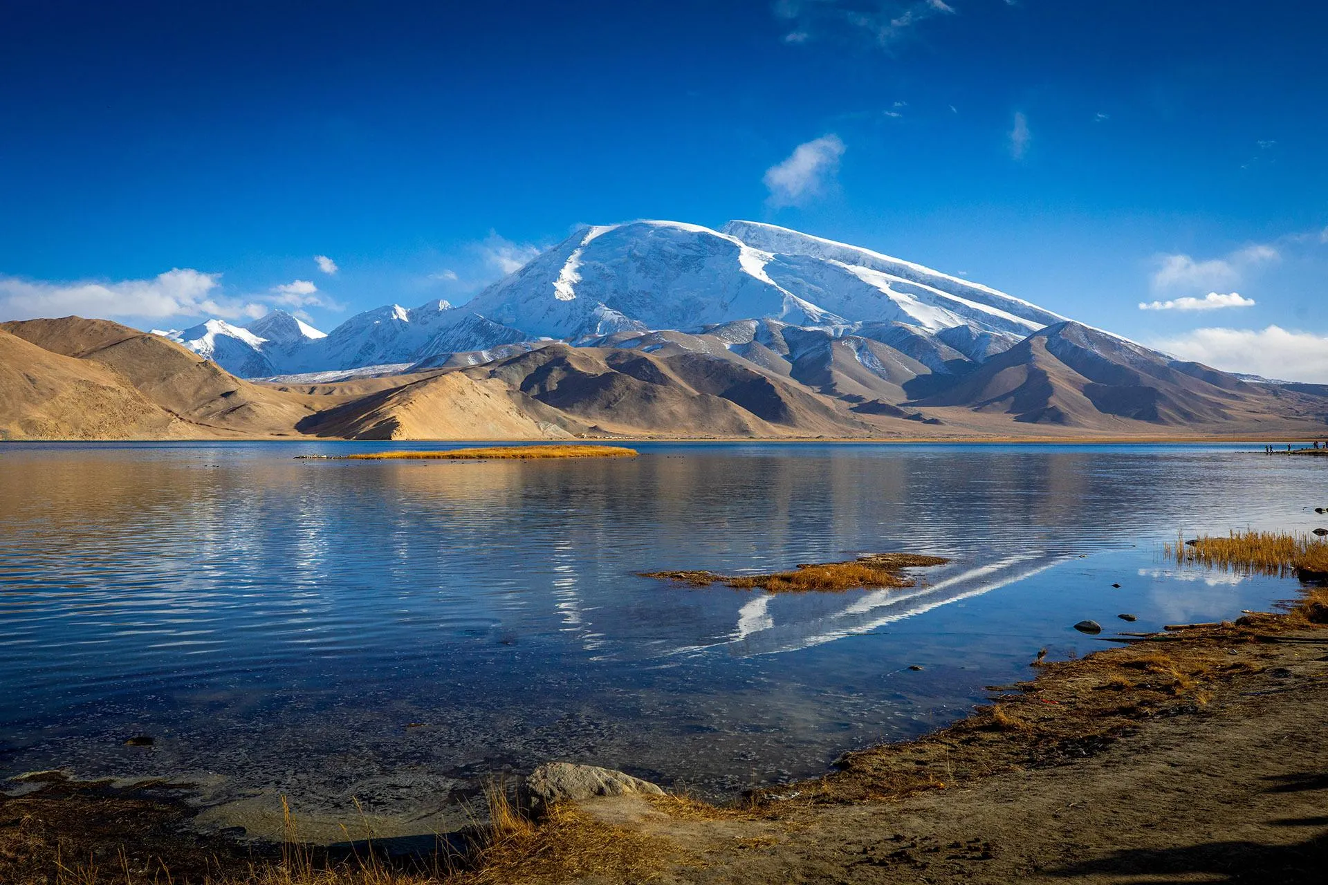 Karakul Lake Muztagh Ata Reflection in Autumn, Xinjiang