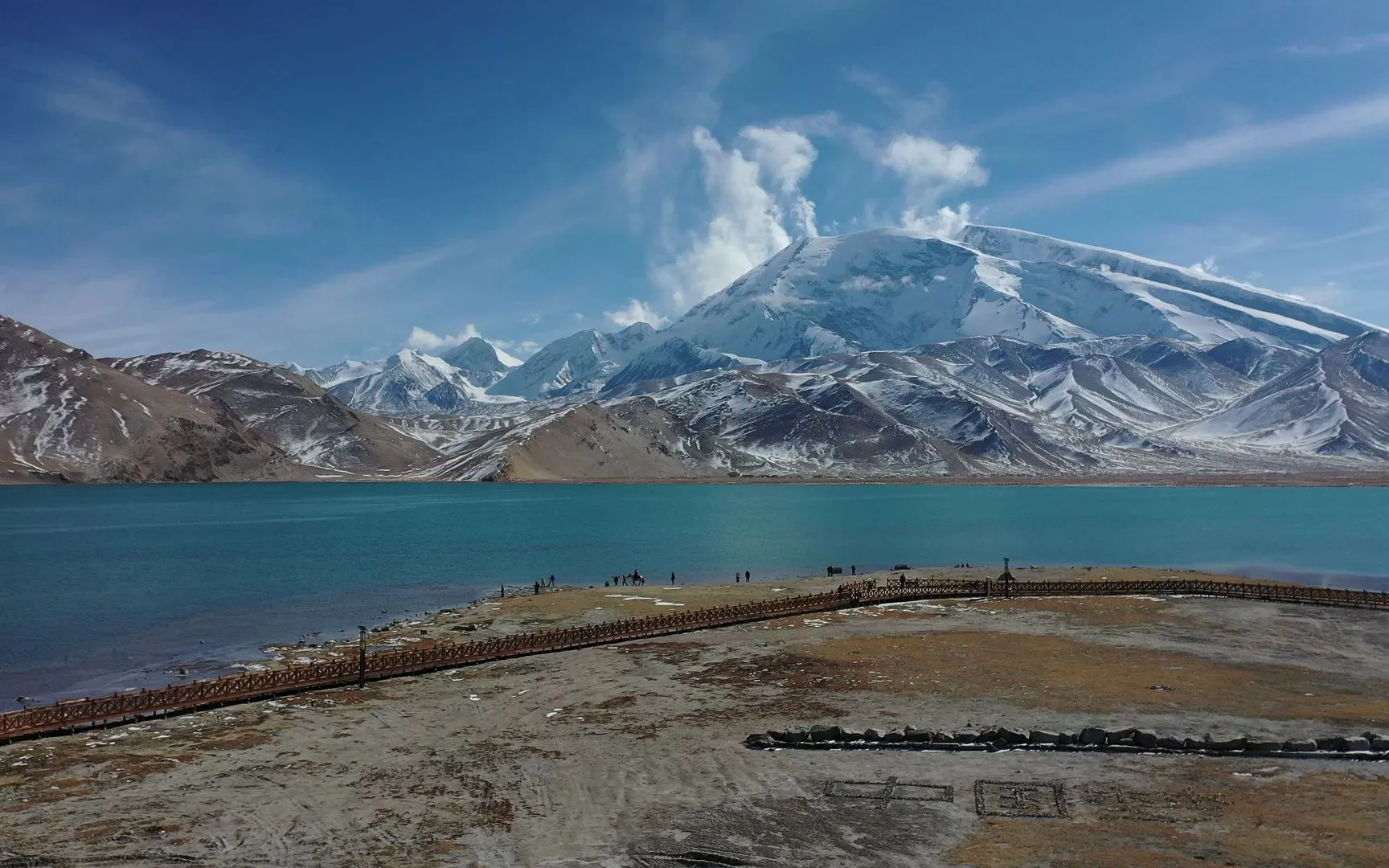 Karakul Lake Turquoise Water Muztagh Ata in Summer, Xinjiang