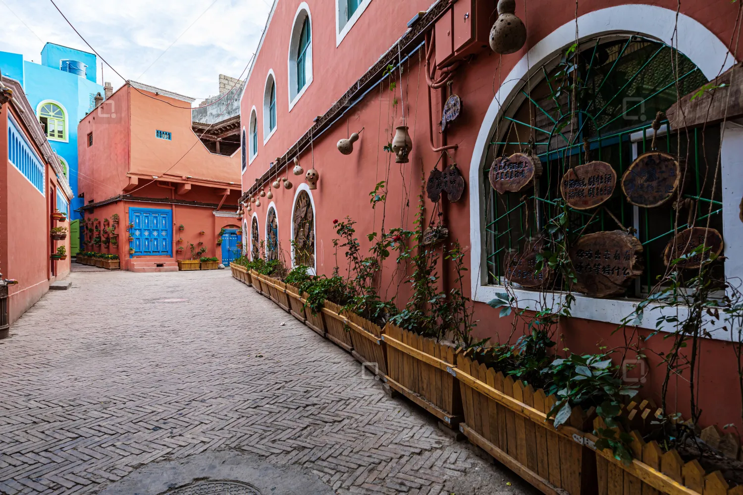 Kashgar Old City colorful alley and traditional courtyard houses