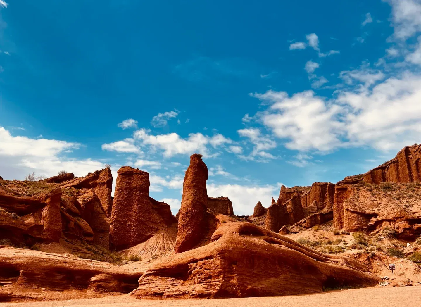 Wensu Grand Canyon Red Rock Formations Sky in Summer, Xinjiang